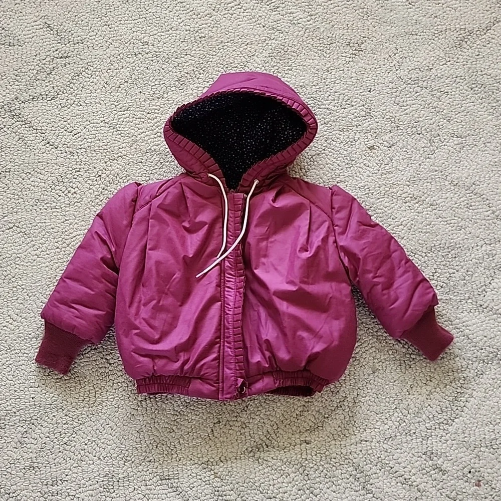 Kids Pink Hooded Snow Jacket & Overalls Set